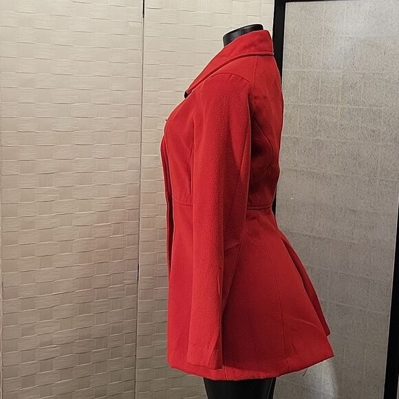 IRIS BASIC COAT NOTCH LAPEL DOUBLE BREASTED FIT & FLARE COAT - Picture 8 of 15